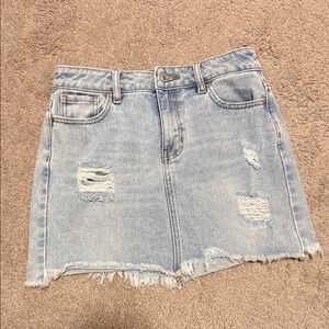 PacSun Light Blue Distressed Mini Skirt